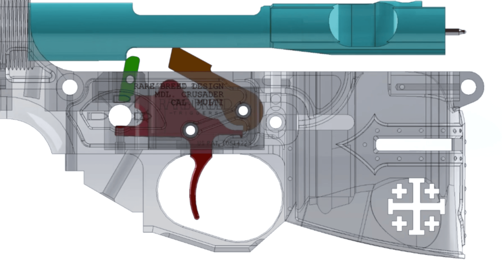 3D CAD model of forced reset trigger