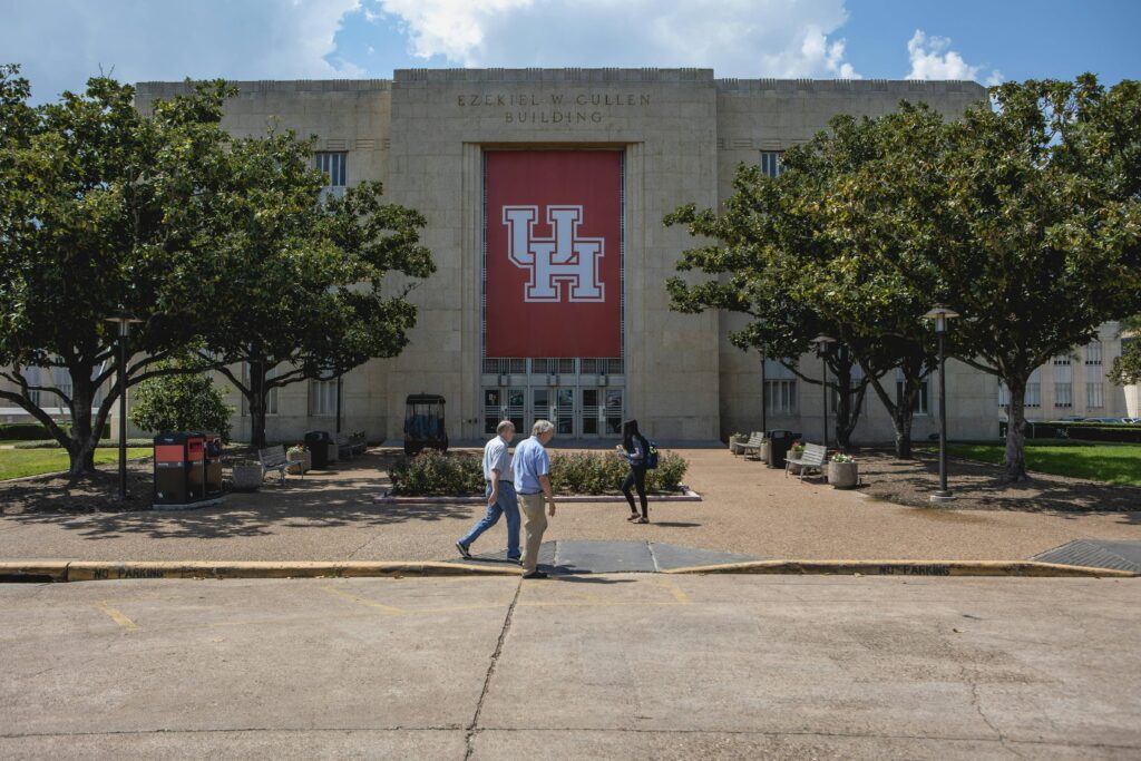 University of Houston banner on building