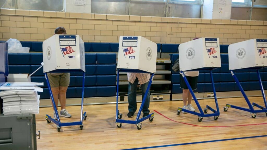 Voting booths in gym