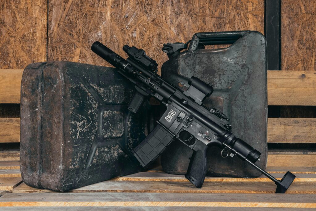 AR15 with suppressor.