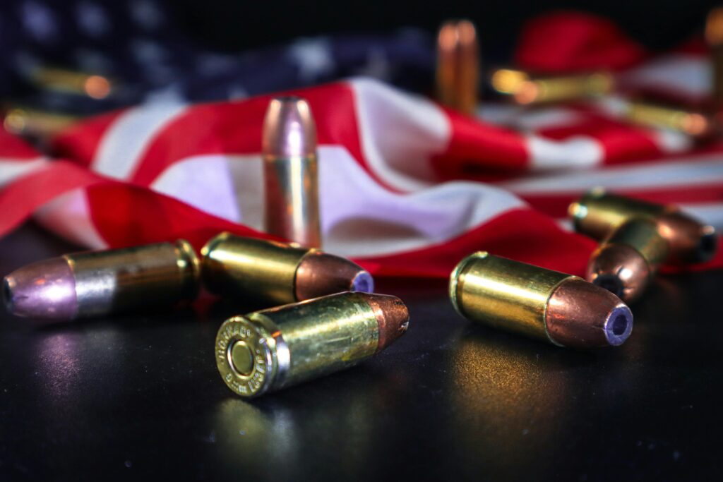 9mm rounds with US flag